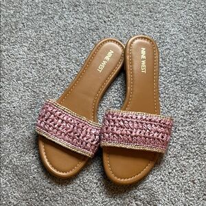 Nine West Pink Raffia Braided Sandals